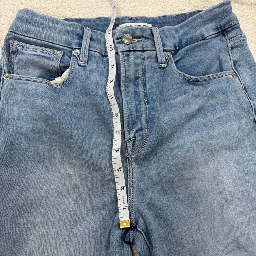 Good American Good Waist Distressed Skinny Jean Size 8 / 29 Denim Ripped